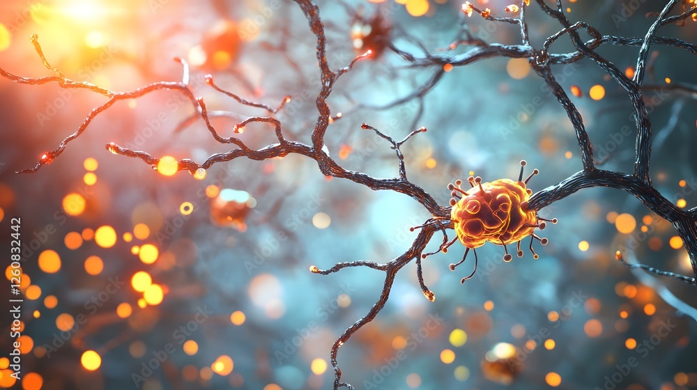 Poster Enchanting frozen tree branches adorned with sparkling icy crystals bathed in the warm glow of a winter wonderland  A captivating close up of nature s delicate