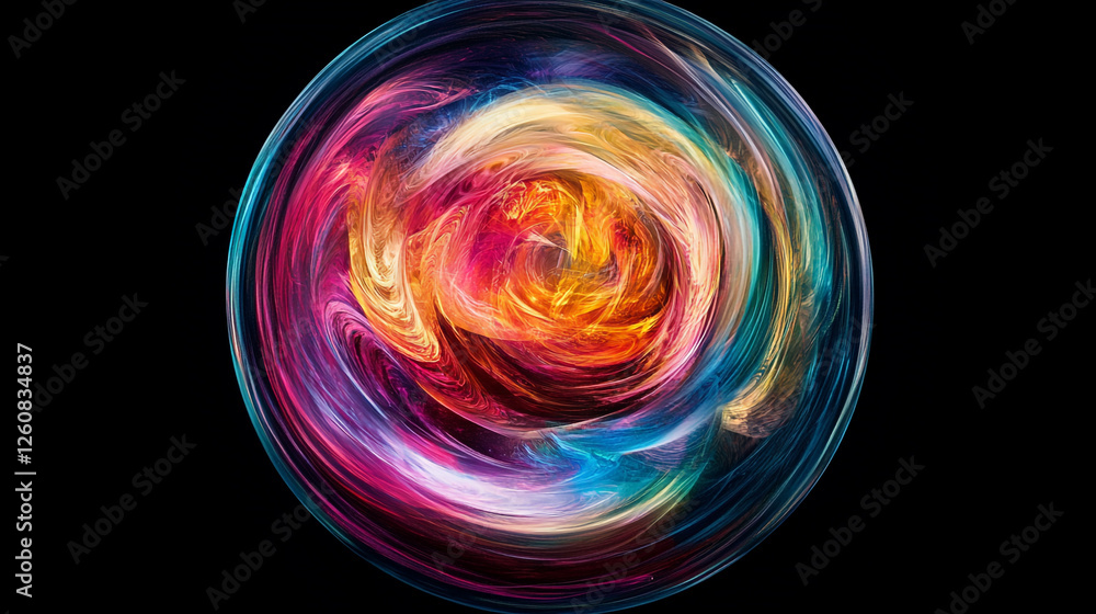 Poster colorful abstract swirls create a mesmerizing visual experience in a dark background
