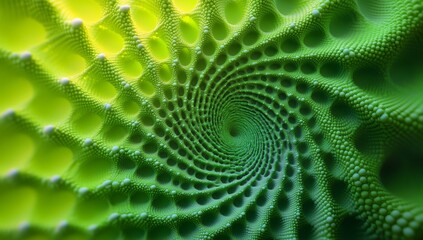 Top-Down View of Vibrant Green Romanesco Broccoli with Intricate Fractal Patterns