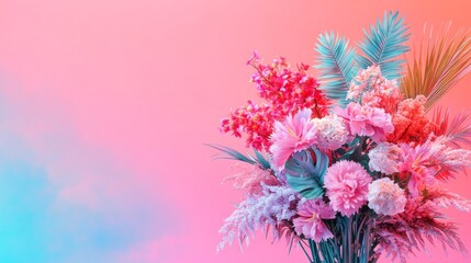 Modern tropical wedding design with bold monstera leaves and vibrant floral arrangement for invitations