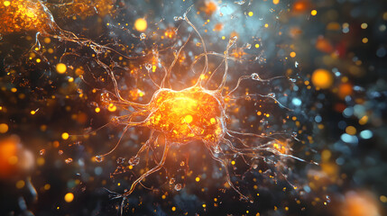 Explosive burst of energetic atomic and molecular particles in a dramatic visionary and futuristic scientific visual  Intense luminous and radiant display of power