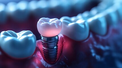 Dental implant being inserted into gums, modern dentistry solution