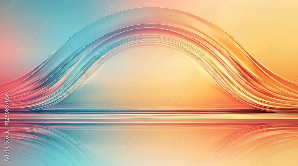 Poster abstract wave pattern in soft colors, creating a serene and modern atmosphere with a reflective surf