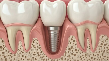 Dental implant replacing missing tooth, restoring perfect smile