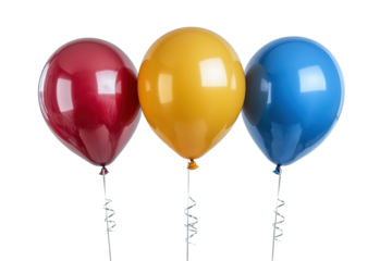 Colorful balloons for celebration events isolated on transparent background, png