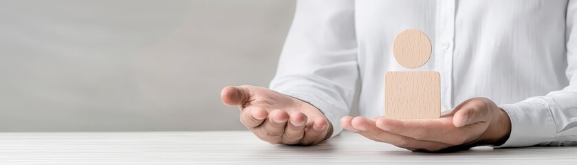 Hand grasping wooden spoon and fork, rustic kitchen utensils for dining cooking