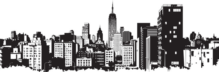 Obraz premium City landscape. Line urban backdrop. Different buildings on street, outline cityscape hand sketch, flat houses. Hand drawn vector illustration