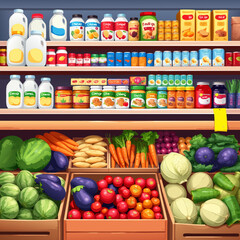 Food display in a store