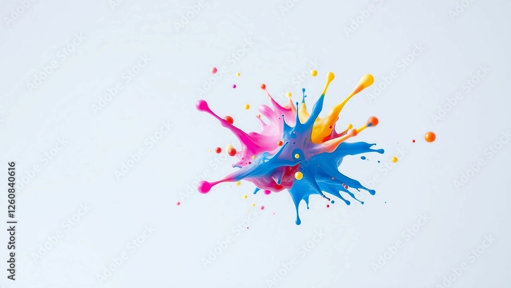 Poster colorful paint splash isolated design element on the transparent background