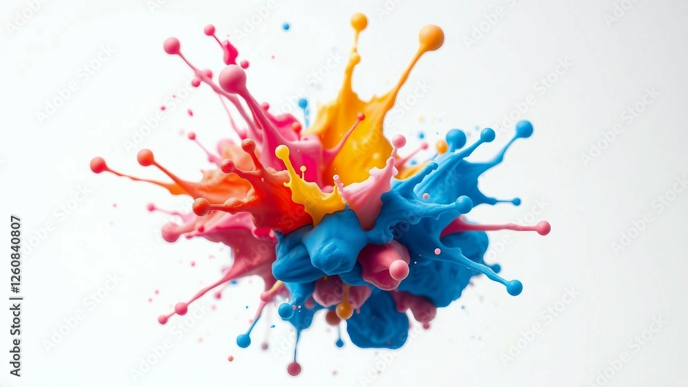 Poster colorful paint splash isolated design element on the transparent background
