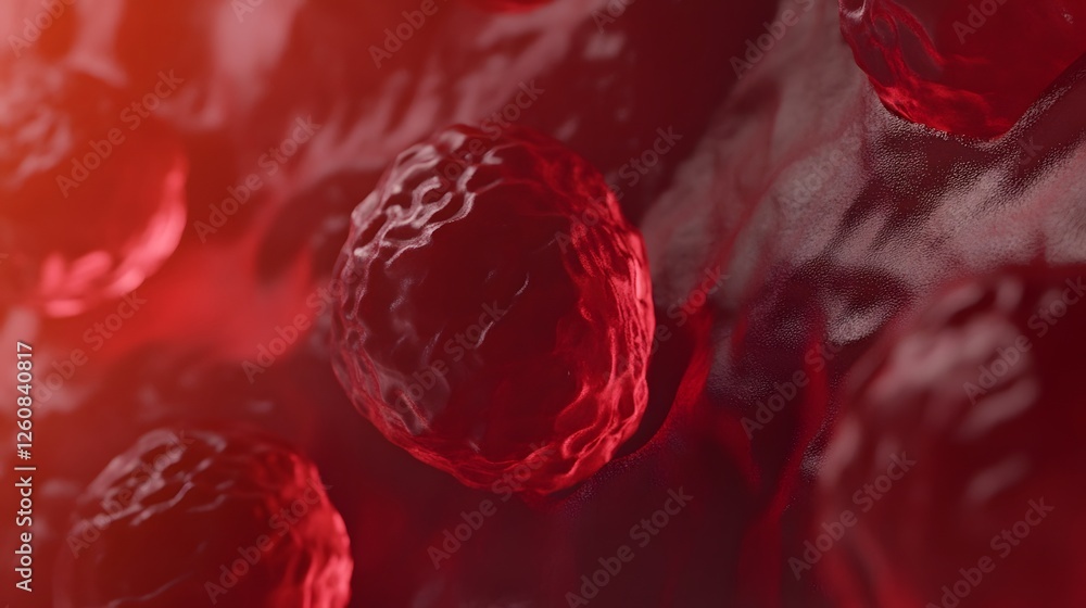 Leinwandbilder glossy shiny red spherical object with a reflective liquid like surface and vibrant colorful lightin
