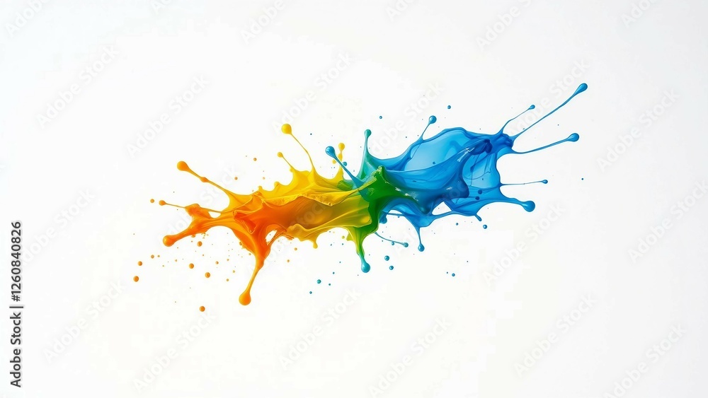 Poster colorful paint splash isolated design element on the transparent background
