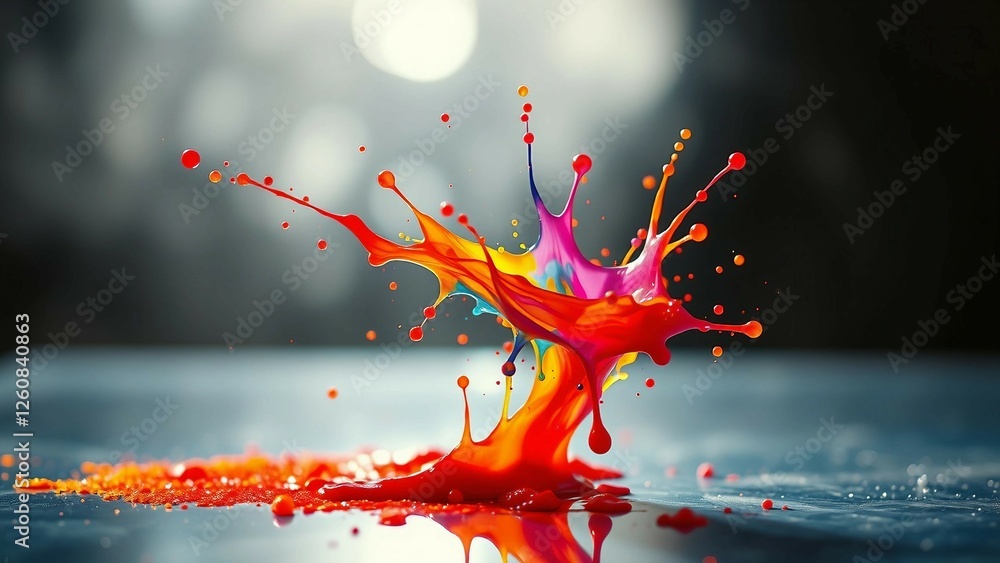 Poster colorful paint splash isolated design element on the transparent background