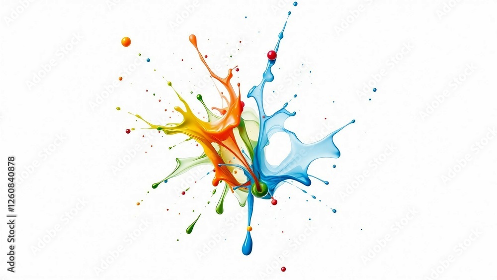 Poster colorful paint splash isolated design element on the transparent background