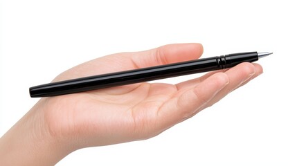 Naklejka premium Hand holding a pen, poised for creative expression and written communication