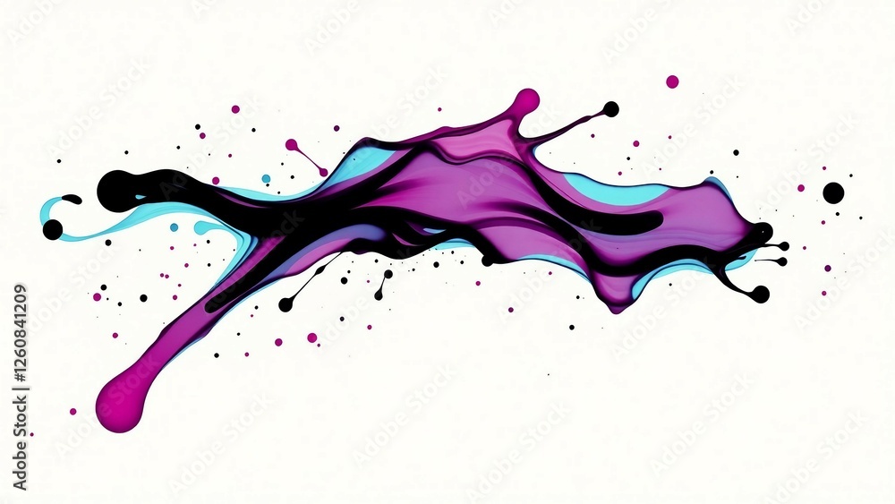 Poster colorful paint splash isolated design element on the transparent background