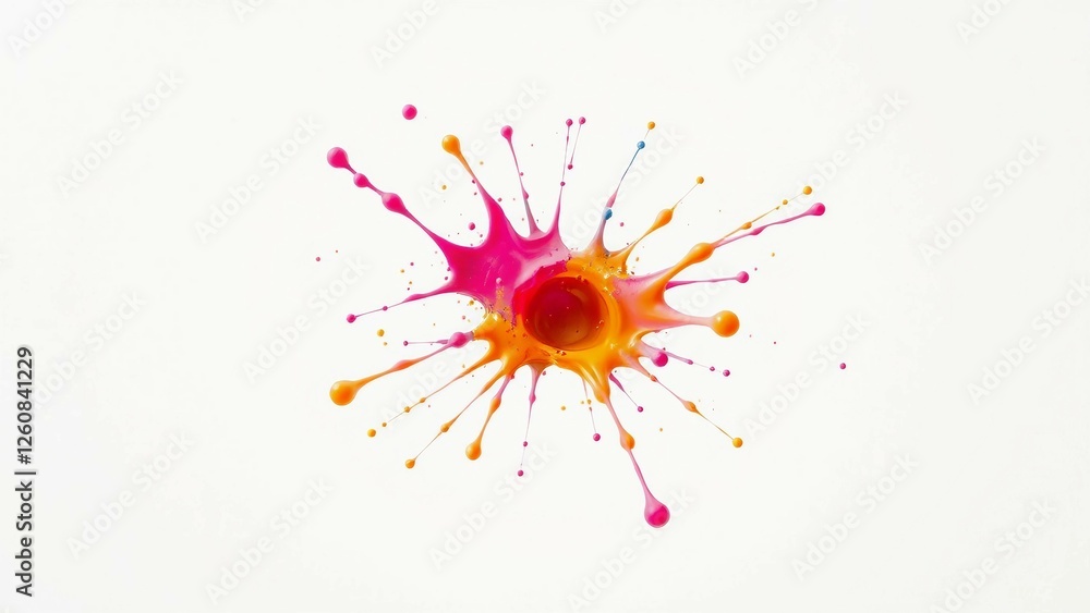 Poster colorful paint splash isolated design element on the transparent background