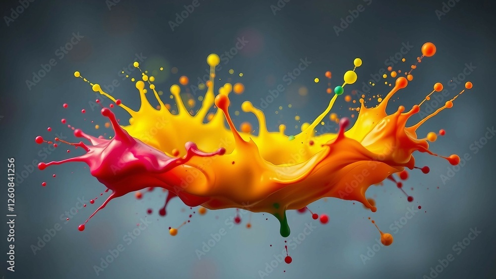Poster colorful paint splash isolated design element on the transparent background