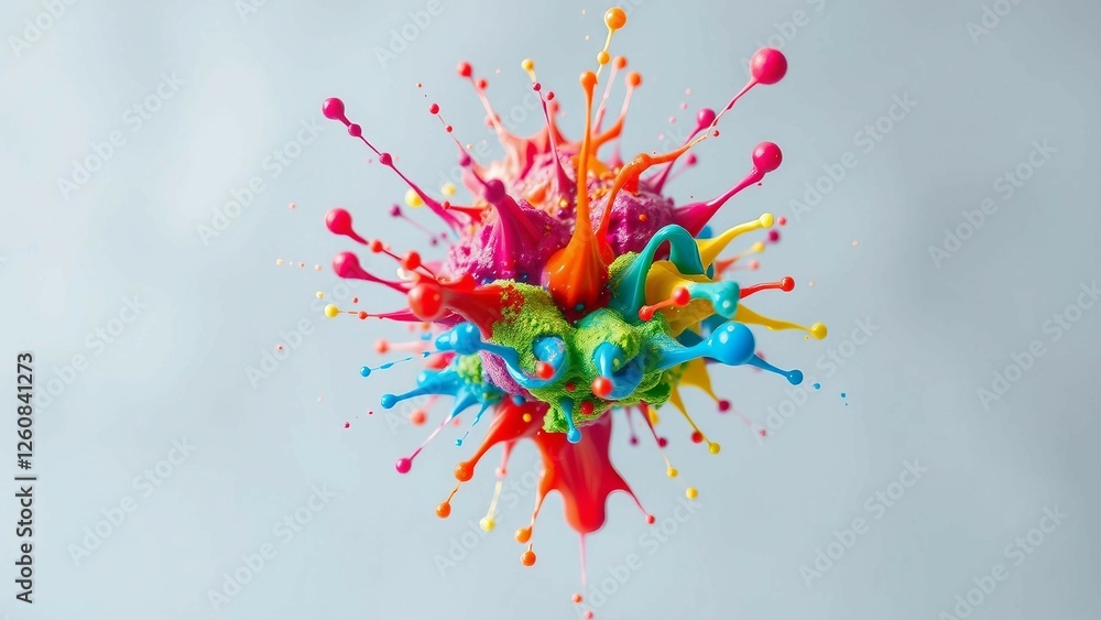 Poster colorful paint splash isolated design element on the transparent background