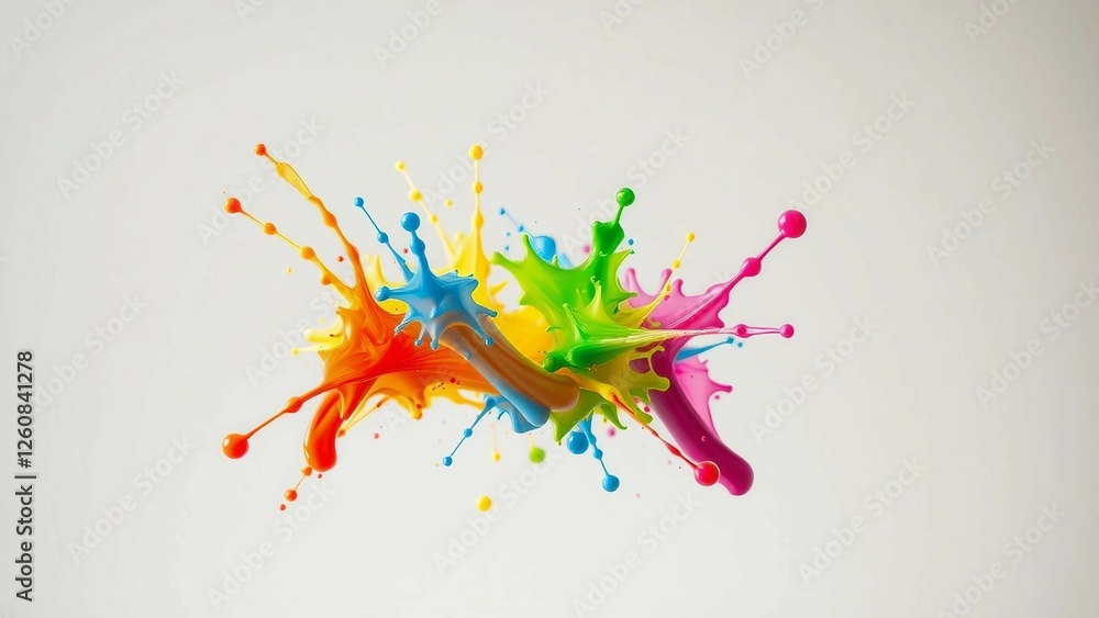 Poster colorful paint splash isolated design element on the transparent background