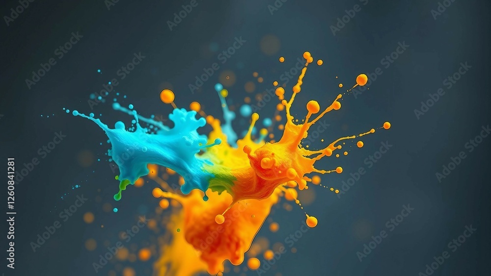 Poster colorful paint splash isolated design element on the transparent background