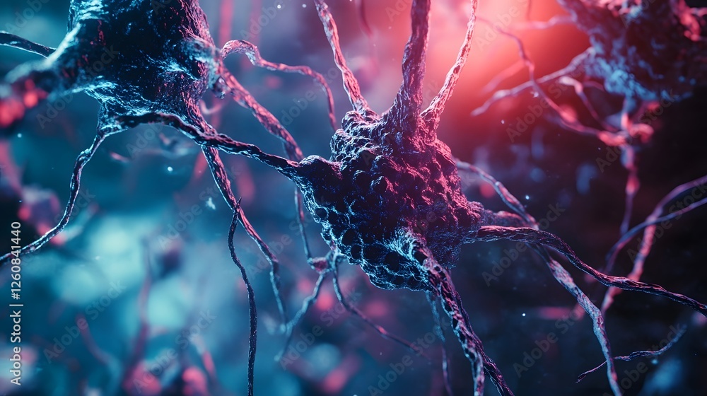 Poster glowing biohazard intricately detailed microscopic organic structure in a vibrant multicolored abstr