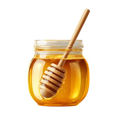 jar of honey with wooden dipper