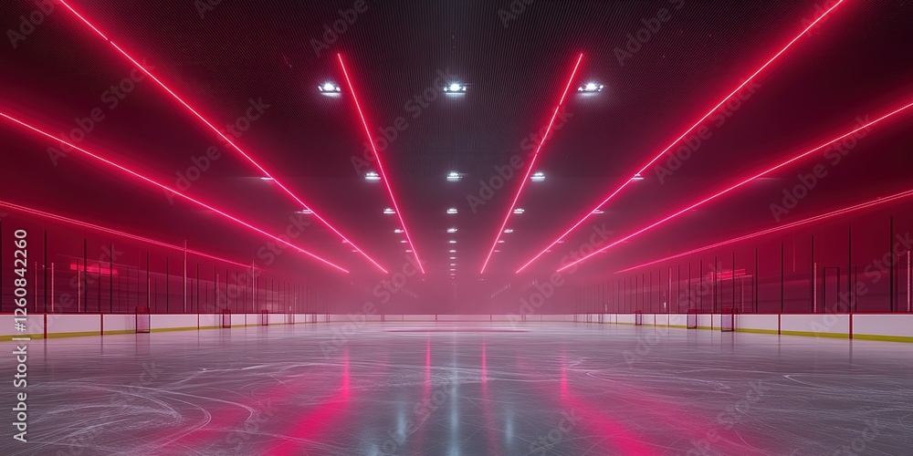 Aufkleber dynamic ice rink illuminated by vibrant red lasers creating an electrifying atmosphere for skating