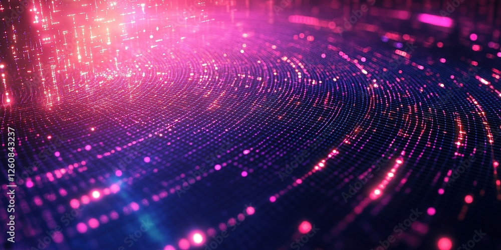 Fototapete Colorful digital patterns create a mesmerizing display of light and movement in an abstract design