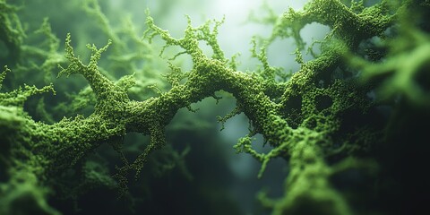 Intricate green structures reveal the beauty of underwater vegetation thriving in a natural habitat
