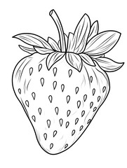 Strawberry coloring page for children with detailed fruit illustration