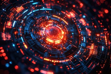 Futuristic sci-fi energy pulse digital realm high fidelity graphics dark environment abstract concept for visual impact © Somboon