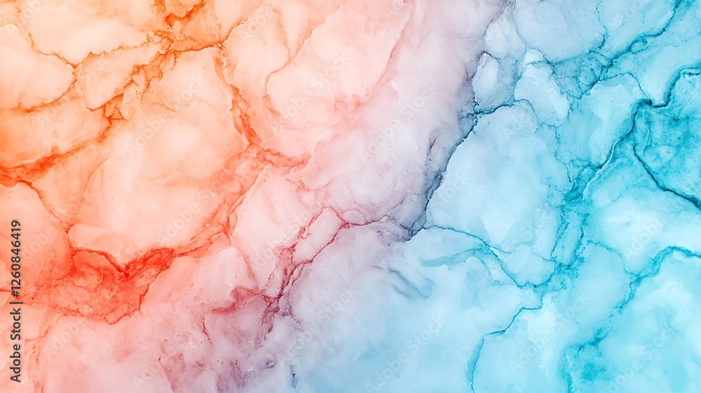 Poster a vibrant abstract marble background featuring a blend of warm oranges and cool blues, showcasing in