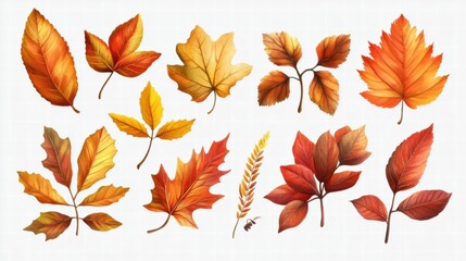 Autumn Leaves Watercolor Illustration