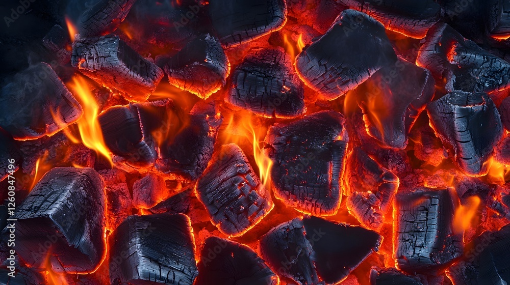 Fototapete glowing embers and blazing flames creating an intense and fiery abstract background texture the imag