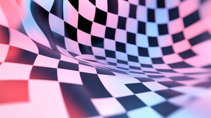 Abstract Checkered Pattern Flowing Design