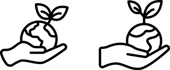 Hand with Earth and Leaf Icon – Environmental Care Symbol Representing Sustainability, Nature Conservation, and Eco-Friendly Practices