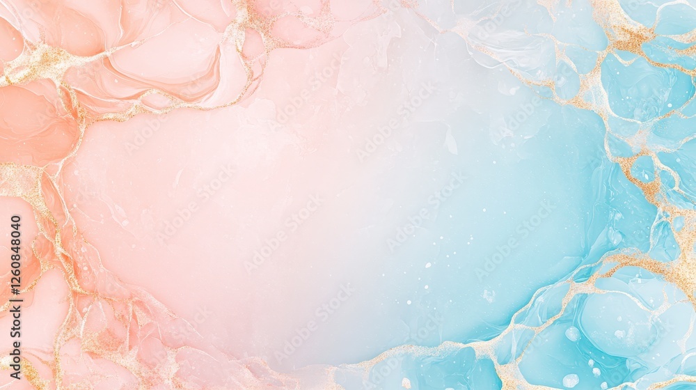 Poster soft pastel colors blend seamlessly with a hint of gold, creating an elegant abstract background per
