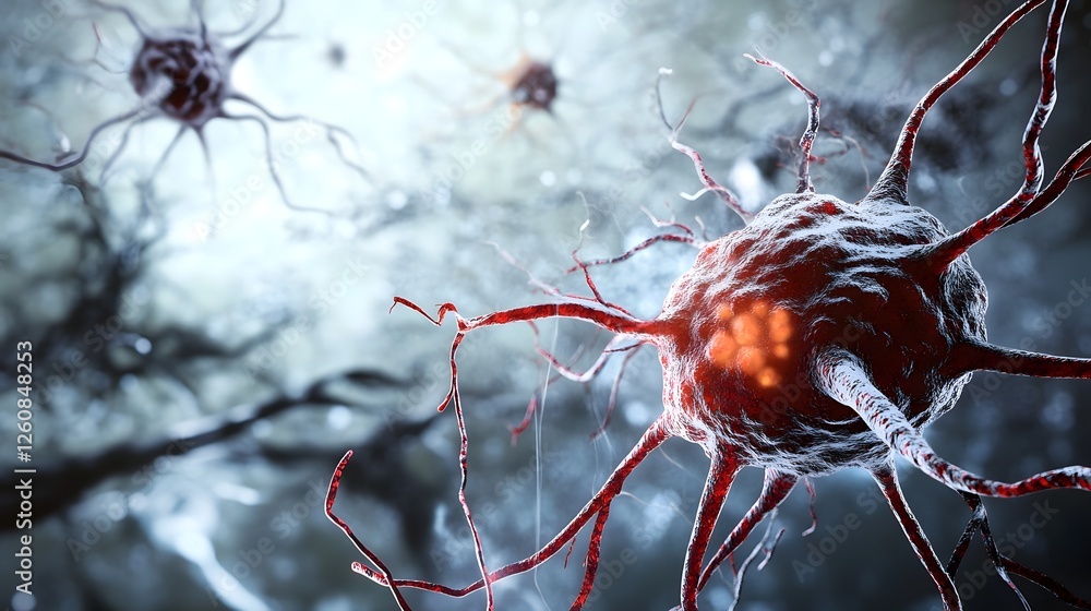Poster glowing neon colorful neuron anatomy with vibrant electric neural network connections abstract futur