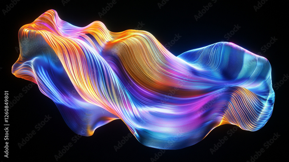 Poster colorful flowing waves of light create a mesmerizing abstract design in vivid colors