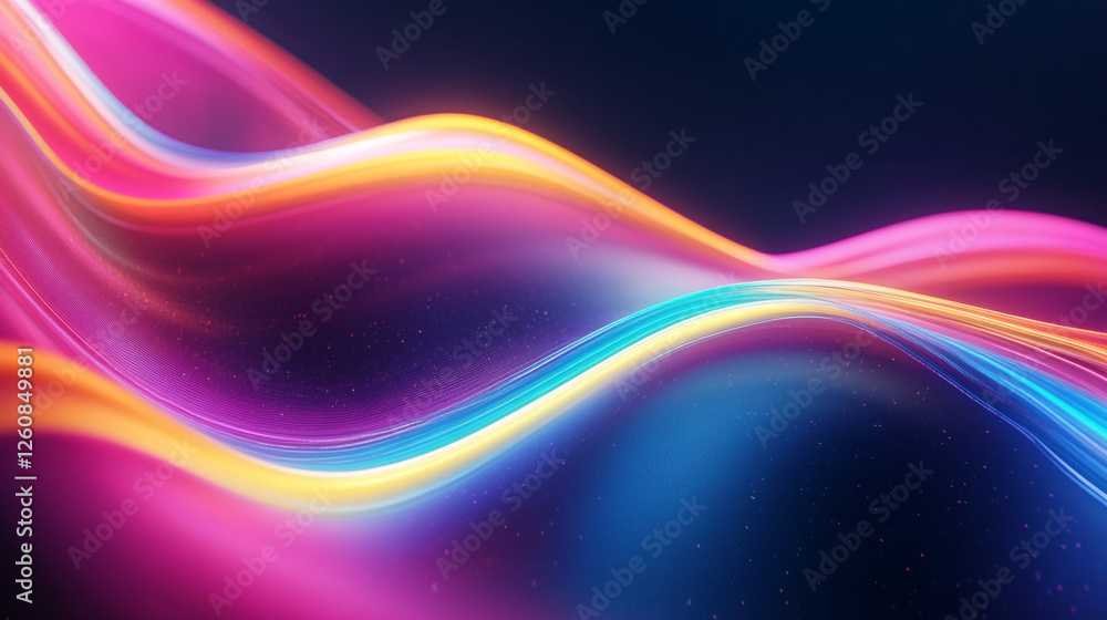 Poster colorful light waves create dynamic patterns in an abstract design