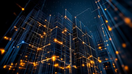 Futuristic Cityscape Illuminated With Glowing Network Connections