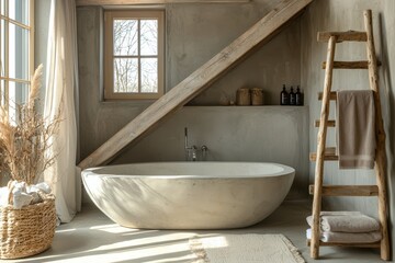 Serene bathroom retreat modern home interior design natural light cozy ambiance minimalist aesthetics