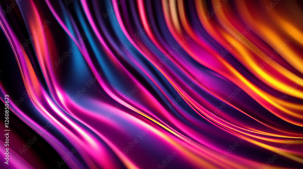 Poster colorful waves of light create a mesmerizing pattern in a flowing abstract design