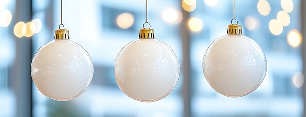 Three beautifully designed round light bulbs hang gracefully in a stylish setting, creating a cozy atmosphere with soft lighting