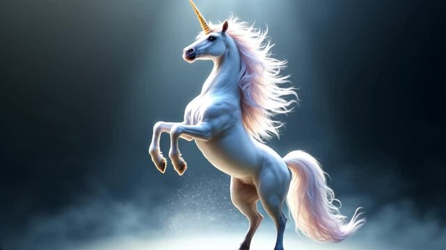 Realistic unicorn anime video