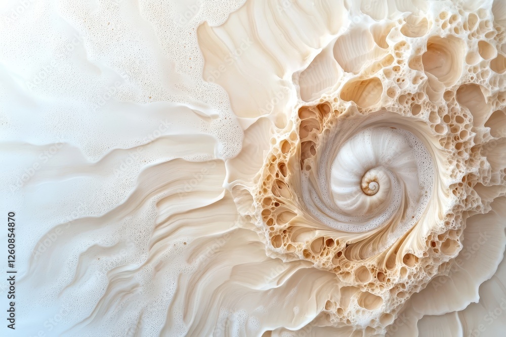 Aufkleber exploring the intricate textures and patterns of a nautilus shell found on a serene beach