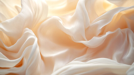 Fototapeta premium Soft silk fabric draped gracefully in warm natural light in a serene setting