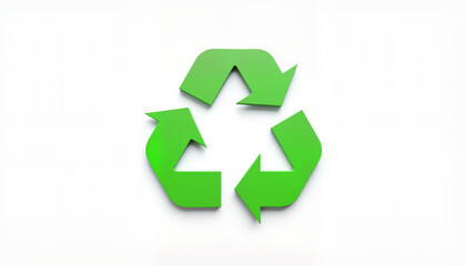 Obraz premium Recycling symbol in green on white background, eco-friendly concept