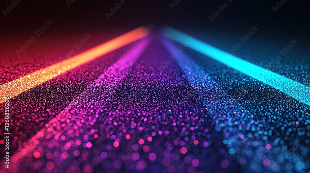 Poster abstract vibrant lines glowing in an array of colors for creative designs.